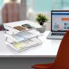 Acrimet Facility 3 Tier Letter Tray, Side Load, Letter Size/A4, Desktop File Organizer, Plastic (Clear Crystal Color)(Crystal Color)