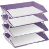 Acrimet Facility 3 Tier Letter Tray, Side Load, Letter Size/A4, Desktop File Organizer, Plastic (Clear Crystal Color)(Solid Purple Color)