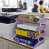 Acrimet Facility 3 Tier Letter Tray, Side Load, Letter Size/A4, Desktop File Organizer, Plastic (Clear Crystal Color)(Solid Purple Color)