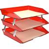 Acrimet Facility 3 Tier Letter Tray, Side Load, Letter Size/A4, Desktop File Organizer, Plastic (Clear Pink Color)(Clear Red Color)
