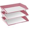 Acrimet Facility 3 Tier Letter Tray, Side Load, Letter Size/A4, Desktop File Organizer, Plastic (Solid Pink Color)