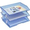 Acrimet Facility 3 Tier Letter Tray, Side Load, Letter Size/A4, Desktop File Organizer, Plastic (Solid Purple Color)(Clear Blue)