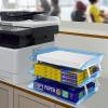 Acrimet Facility 3 Tier Letter Tray, Side Load, Letter Size/A4, Desktop File Organizer, Plastic (Solid Purple Color)(Clear Blue)