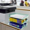 Acrimet Facility 3 Tier Letter Tray, Side Load, Letter Size/A4, Desktop File Organizer, Plastic (Solid Purple Color)(Clear Green Color)