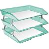 Acrimet Facility 3 Tier Letter Tray, Side Load, Letter Size/A4, Desktop File Organizer, Plastic (Solid Purple Color)(Clear Green Color)