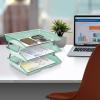 Acrimet Facility 3 Tier Letter Tray, Side Load, Letter Size/A4, Desktop File Organizer, Plastic (Solid Purple Color)(Clear Green Color)