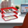 Acrimet Facility 3 Tier Letter Tray, Side Load, Letter Size/A4, Desktop File Organizer, Plastic (Solid Red Color)