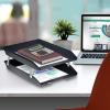 Acrimet Facility 4 Tier Letter Tray, Side Load, Letter Size/A4, Desktop File Organizer, Plastic (Clear Pink)(Black)