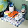 Acrimet Facility 4 Tier Letter Tray, Side Load, Letter Size/A4, Desktop File Organizer, Plastic (Clear Pink)(Clear Blue)