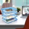 Acrimet Facility 4 Tier Letter Tray, Side Load, Letter Size/A4, Desktop File Organizer, Plastic (Clear Pink)(Clear Blue Color)