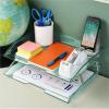 Acrimet Facility 4 Tier Letter Tray, Side Load, Letter Size/A4, Desktop File Organizer, Plastic (Clear Pink)(Clear Green Color)