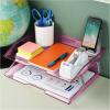 Acrimet Facility 4 Tier Letter Tray, Side Load, Letter Size/A4, Desktop File Organizer, Plastic (Clear Pink)(Clear Pink Color)