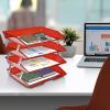 Acrimet Facility 4 Tier Letter Tray, Side Load, Letter Size/A4, Desktop File Organizer, Plastic (Clear Pink)(Clear Red Color)