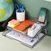 Acrimet Facility 4 Tier Letter Tray, Side Load, Letter Size/A4, Desktop File Organizer, Plastic (Clear Pink)(Smoke)