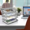 Acrimet Facility 4 Tier Letter Tray, Side Load, Letter Size/A4, Desktop File Organizer, Plastic (Clear Pink)(Smoke Color)