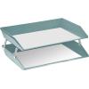 Acrimet Facility 4 Tier Letter Tray, Side Load, Letter Size/A4, Desktop File Organizer, Plastic (Clear Pink)(Solid Green Color)