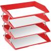 Acrimet Facility 4 Tier Letter Tray, Side Load, Letter Size/A4, Desktop File Organizer, Plastic (Clear Pink)(Solid Red Color)