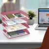 Acrimet Facility 4 Tier Letter Tray, Side Load, Letter Size/A4, Desktop File Organizer, Plastic (Solid Pink)