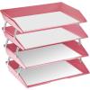 Acrimet Facility 4 Tier Letter Tray, Side Load, Letter Size/A4, Desktop File Organizer, Plastic (Solid Pink)