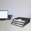 Acrimet Horizontal Triple File Folder Holder Organizer (Black Color)