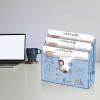 Acrimet Horizontal Triple File Folder Holder Organizer (Clear Blue Color)