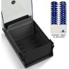 Acrimet Index Business Card Size File Holder Organizer Box Metal Base Heavy Duty (AZ Index Cards and Divider Included) (Black Color with Clear Crystal Plastic Lid Cover)