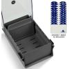 Acrimet Index Business Card Size File Holder Organizer Box Metal Base Heavy Duty (AZ Index Cards and Divider Included) (Gray Color with Clear Crystal Plastic Lid Cover)