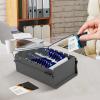 Acrimet Index Business Card Size File Holder Organizer Box Metal Base Heavy Duty (AZ Index Cards and Divider Included) (Gray Color with Clear Crystal Plastic Lid Cover)