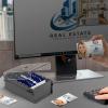 Acrimet Index Business Card Size File Holder Organizer Box Metal Base Heavy Duty (AZ Index Cards and Divider Included) (Gray Color with Clear Crystal Plastic Lid Cover)