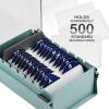 Acrimet Index Business Card Size File Holder Organizer Box Metal Base Heavy Duty (AZ Index Cards and Divider Included) (Green Color with Clear Crystal Plastic Lid Cover)