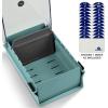 Acrimet Index Business Card Size File Holder Organizer Box Metal Base Heavy Duty (AZ Index Cards and Divider Included) (Green Color with Clear Crystal Plastic Lid Cover)