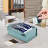 Acrimet Index Business Card Size File Holder Organizer Box Metal Base Heavy Duty (AZ Index Cards and Divider Included) (Green Color with Clear Crystal Plastic Lid Cover)