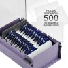 Acrimet Index Business Card Size File Holder Organizer Box Metal Base Heavy Duty (AZ Index Cards and Divider Included) (Purple Color with Clear Crystal Plastic Lid Cover)