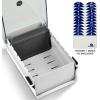 Acrimet Index Business Card Size File Holder Organizer Box Metal Base Heavy Duty (AZ Index Cards and Divider Included) (White Color with Clear Crystal Plastic Lid Cover)
