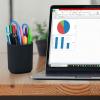 Acrimet Jumbo Pencil Holder, Pen Cup, Caddy Super-Sized Desktop Organizer for Students, Artists and Professionals (Plastic) (Black Color)