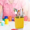 Acrimet Jumbo Pencil Holder, Pen Cup, Caddy Super-Sized Desktop Organizer for Students, Artists and Professionals (Plastic) (Solid Yellow Color)