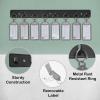 Acrimet Key Tag Rack w/ 8 Keyring Tags (Self-Adhesive Key Storage Rack) (2 Pack) (Black with Smoke Color)