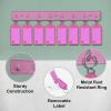Acrimet Key Tag Rack w/ 8 Keyring Tags (Self-Adhesive Key Storage Rack) (2 Pack) (Pink with Clear Pink Color)