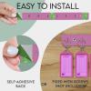 Acrimet Key Tag Rack w/ 8 Keyring Tags (Self-Adhesive Key Storage Rack) (2 Pack) (Pink with Clear Pink Color)