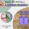 Acrimet Key Tag Rack w/ 8 Keyring Tags (Self-Adhesive Key Storage Rack) (2 Pack) (Purple with Clear Purple Color)