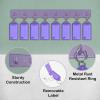 Acrimet Key Tag Rack w/ 8 Keyring Tags (Self-Adhesive Key Storage Rack) (2 Pack) (Purple with Clear Purple Color)