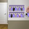 Acrimet Key Tag Rack w/ 8 Keyring Tags (Self-Adhesive Key Storage Rack) (2 Pack) (Purple with Clear Purple Color)