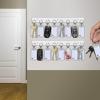 Acrimet Key Tag Rack w/ 8 Keyring Tags (Self-Adhesive Key Storage Rack) (2 Pack) (White with Crystal Color)