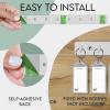 Acrimet Key Tag Rack w/ 8 Keyring Tags (Self-Adhesive Key Storage Rack) (2 Pack) (White with Crystal Color)