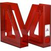 Acrimet Magazine File Holder, Durable Rack, Space-Saving Organizer (Plastic) (Clear Red Color) (2 Pack)