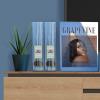 Acrimet Magazine File Holder, Durable Rack, Space-Saving Organizer (Plastic) (Smoke Color) (2 pack)(Clear Blue Color)