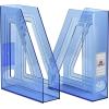 Acrimet Magazine File Holder, Durable Rack, Space-Saving Organizer (Plastic) (Smoke Color) (2 pack)(Clear Blue Color)