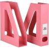 Acrimet Magazine File Holder, Durable Rack, Space-Saving Organizer (Plastic) (Solid Pink Color) (2 pack)