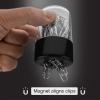 Acrimet Magnetic Paper Clip Holder Dispenser, Round Design, 100 Regular Paper Clip Capacity (Clear Crystal Base/ Black Magnetic Lid) (2 pack)