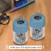 Acrimet Magnetic Paper Clip Holder Dispenser, Round Design, 100 Regular Paper Clip Capacity (Clear Crystal Base/ Blue Magnetic Lid) (2 pack)